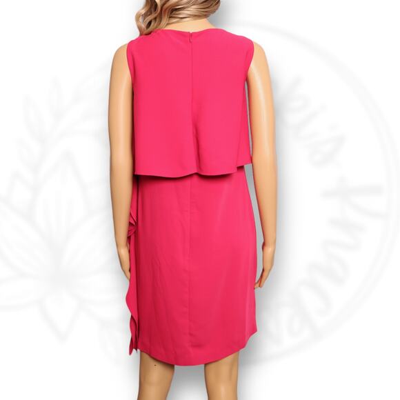 Trina Turk Fuchsia Pink Popover Mini Dress Sleeveless Ruffle Shift Party Size 8 - Picture 5 of 12